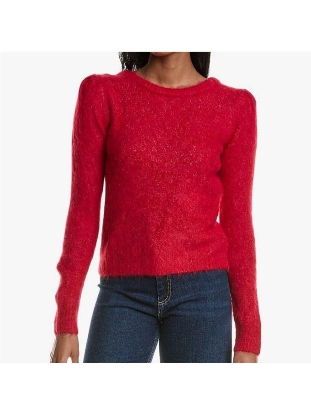 BA&SH Alpaca-Blend Pullover Crew Neck Sweater Open Back padded shoulders Sz S/1